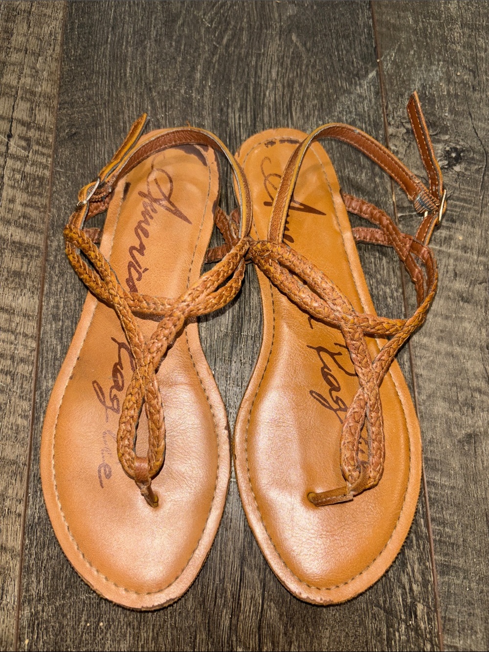 American Rag Women’s Tan Braided Thong Sandals